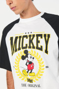 Camiseta oversize crema manga ranglan de Mickey