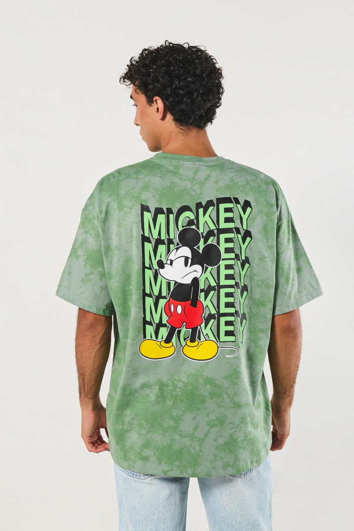 Camiseta oversize tie dye verde de Mickey manga corta