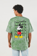 Camiseta oversize tie dye verde de Mickey manga corta