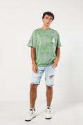 Camiseta oversize tie dye verde de Mickey manga corta