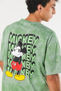 Camiseta oversize tie dye verde de Mickey manga corta