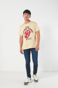 Camiseta kaki manga corta con arte de Rolling Stones
