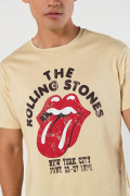 Camiseta kaki manga corta con arte de Rolling Stones