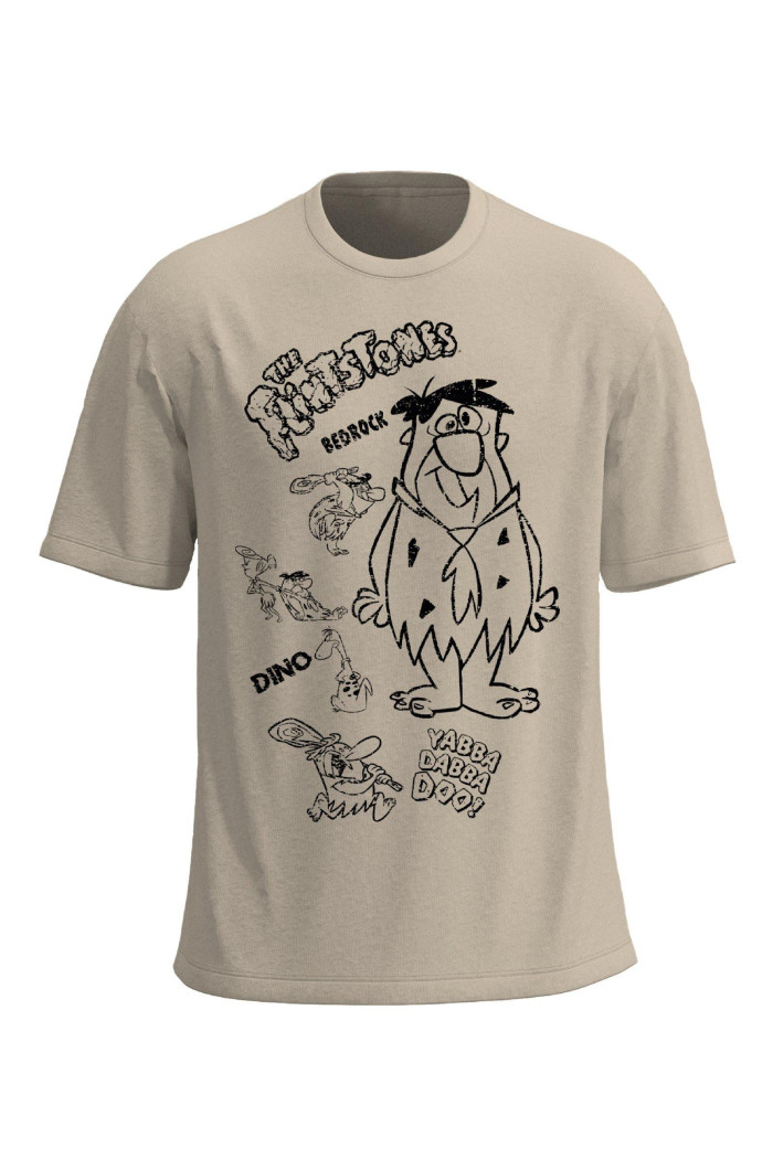 Camiseta de Los Picapiedra kaki con manga corta