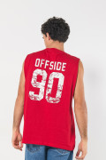 Camiseta roja intensa manga sisa con diseños college