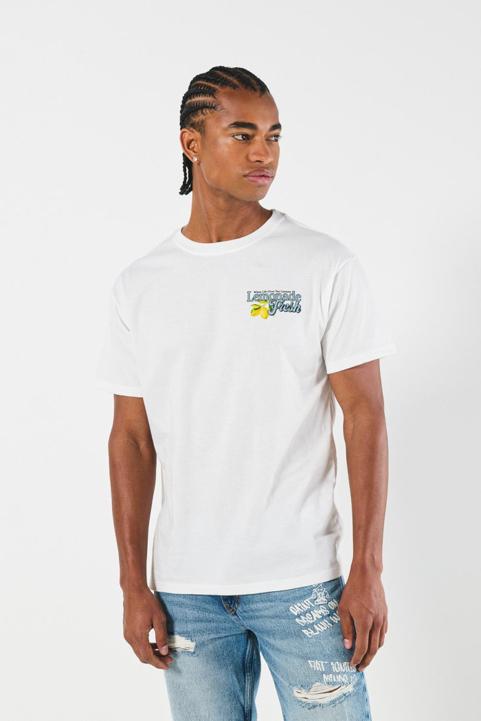 Camiseta unicolor manga corta con diseño de fruta