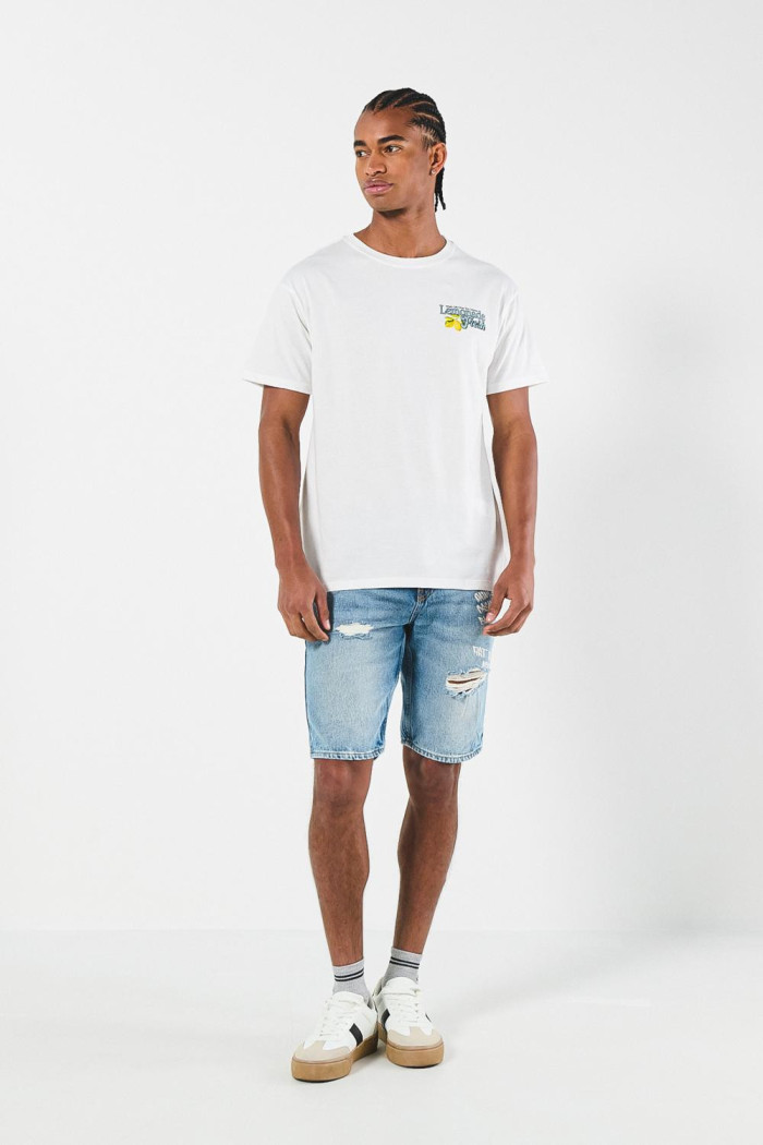 Camiseta unicolor manga corta con diseño de fruta