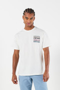 Camiseta unicolor estampada con cuello redondo