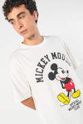 Camiseta crema oversize de Mickey con cuello redondo