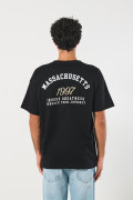 Camiseta college oversize negra con manga corta