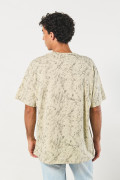Camiseta unicolor oversize con arte de perros y manga corta