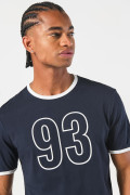 Camiseta azul intensa college manga corta con contrastes