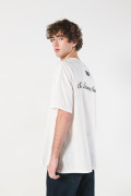 Camiseta oversize crema manga corta con arte de perro