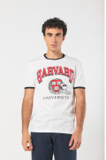 Camiseta de Snoopy & Harvard crema con manga corta
