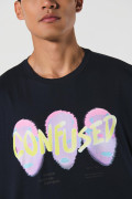 Camiseta oversize azul manga corta con arte futurista