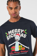 Camiseta navideña de Rick and Morty azul manga corta