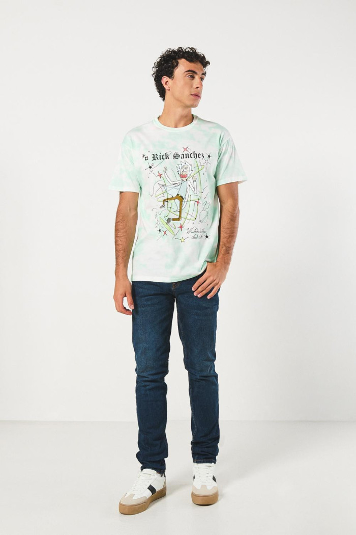 Camiseta crema tie dye de Rick and Morty con manga corta