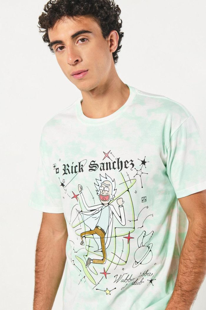Camiseta crema tie dye de Rick and Morty con manga corta
