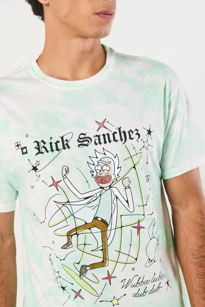 Camiseta crema tie dye de Rick and Morty con manga corta