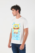 Camiseta manga corta crema clara de Bob Esponja
