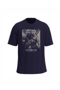Camiseta azul cuello redondo con arte de God of War