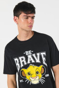 Camiseta negra del Rey León con manga corta en algodón