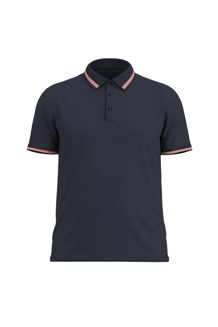 Camiseta polo azul intensa ajustada con manga corta