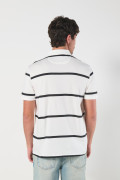 Camiseta a rayas polo crema clara con manga corta