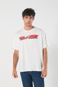 Camiseta de Tom y Jerry navideña crema oversize manga corta