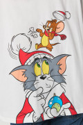 Camiseta de Tom y Jerry navideña crema oversize manga corta