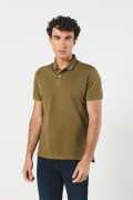 Camiseta polo manga corta unicolor con botones