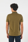 Camiseta polo manga corta unicolor con botones
