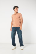 Camiseta unicolor polo con aberturas y manga corta