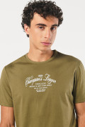 Camiseta verde oscura manga corta con diseños de fortuna