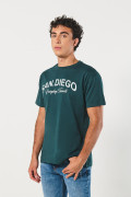 Camiseta verde oscura en algodón manga corta college