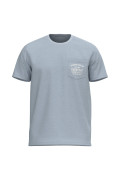 Camiseta azul clara college con bolsillo y manga corta