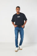 Jean skinny tiro bajo azul con ajuste ceñido y cremallera