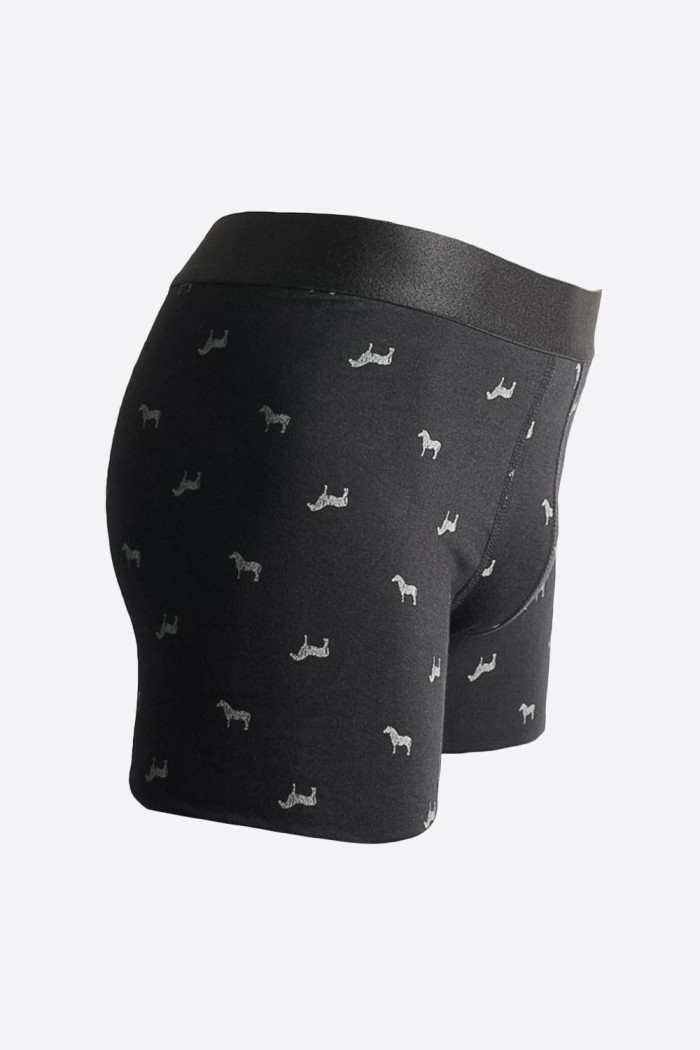 Bóxer midway brief-largo negro con diseños de caballos
