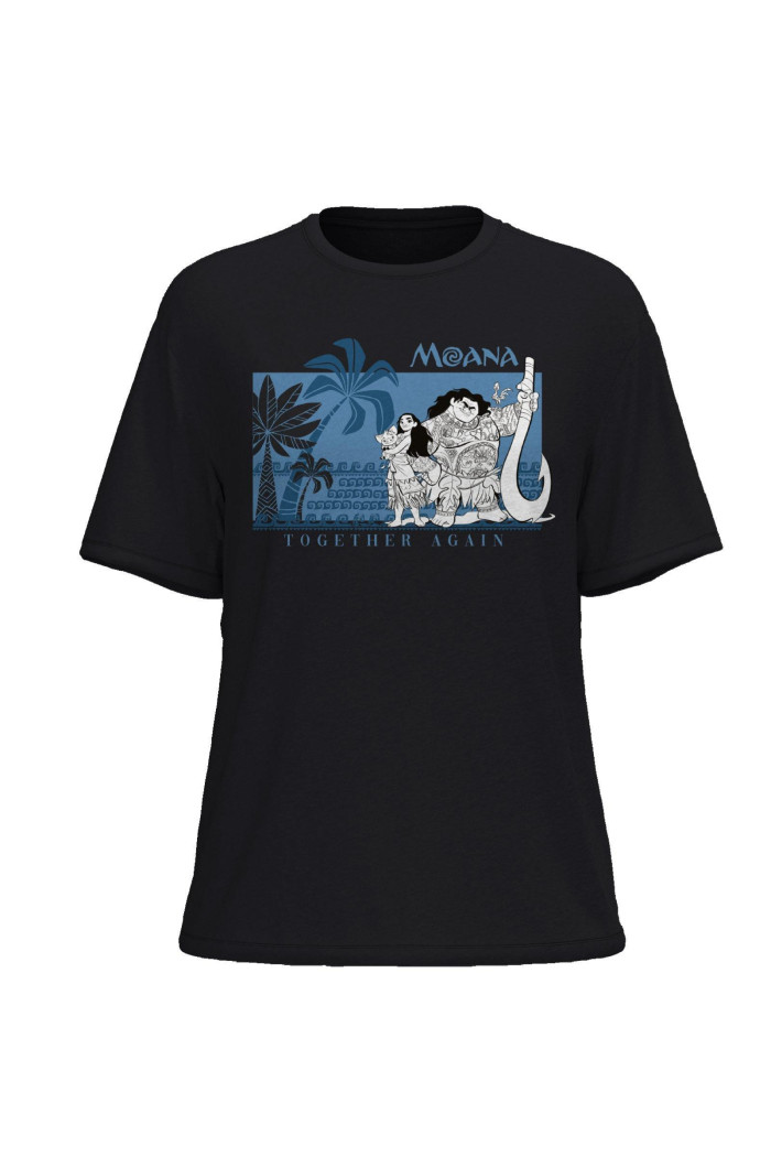 Camiseta en rib azul con diseño de Moana y manga corta