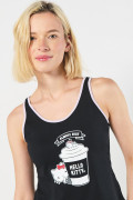 Camiseta negra manga sisa con diseño de Hello Kitty