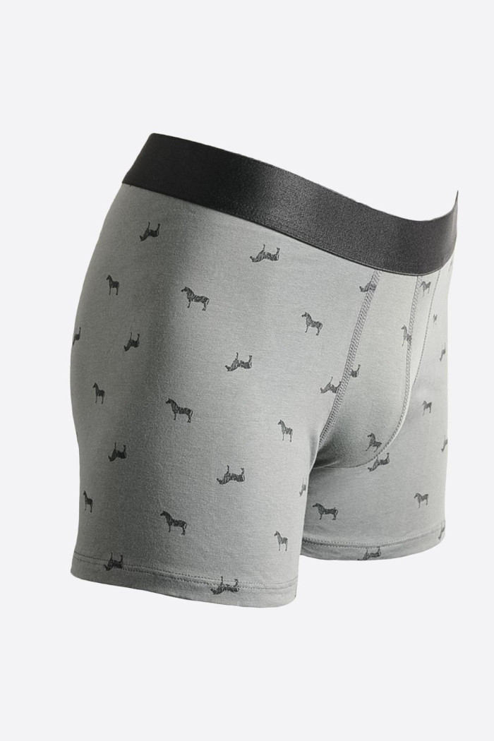 Bóxer gris brief-medio con diseños de caballos