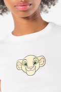 Camiseta en rib crema manga corta con diseño del Rey León