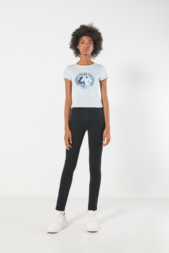 Camiseta en rib azul clara de Moana con manga corta