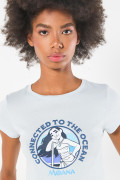 Camiseta en rib azul clara de Moana con manga corta