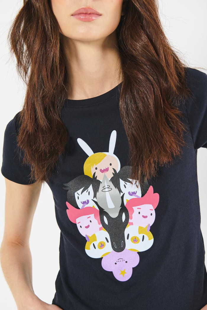 Camiseta azul manga corta en rib de Hora de Aventura