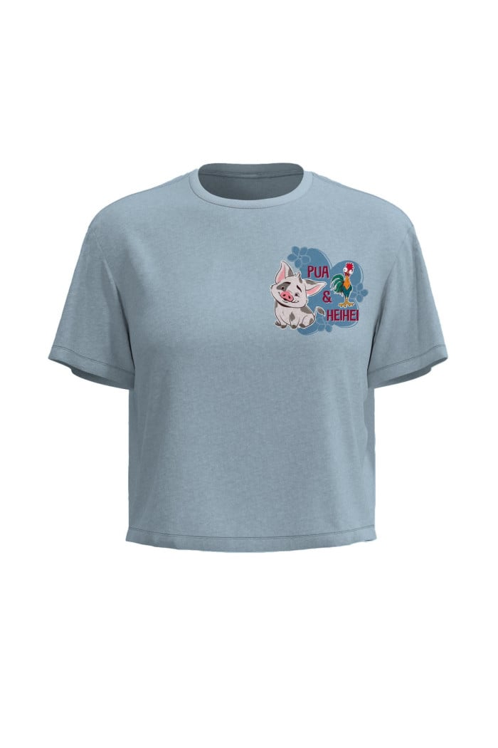 Camiseta azul clara crop top con diseño de Moana