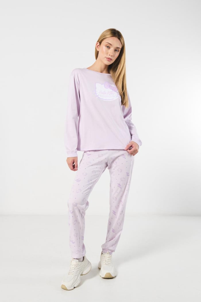 Camiseta manga larga lila con estampado de Hello Kitty