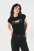 Camiseta gris intensa con diseño celestial manga corta