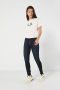 Jean jegging azul ajustado con tiro súper alto y bolsillos
