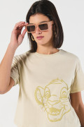 Camiseta kaki clara crop top con estampado del Rey León